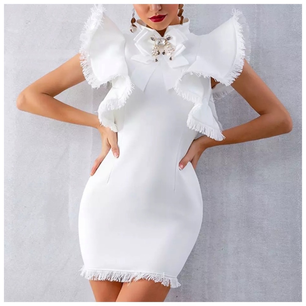 🛍 The Lara Ruffle Scuba Fabric Dress - Picture 7 of 11